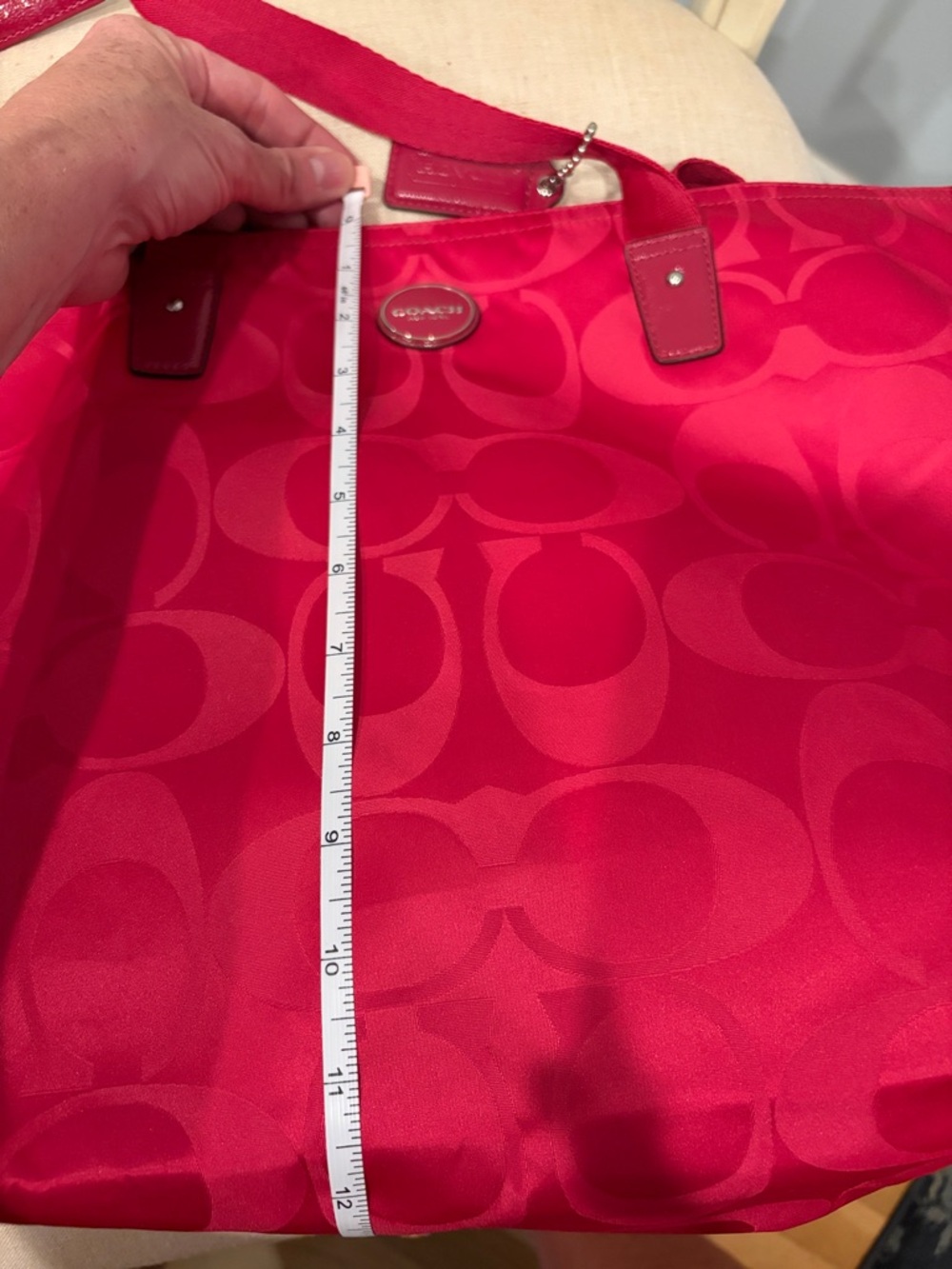 Coach Pink Signature Tote with Matching Pouch travel bag - Picture 10 of 11